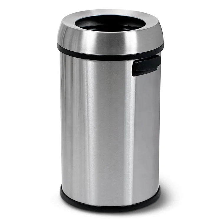 Large 17 Gallon Swing Lid Commercial Trash Can Heavy Duty 65 Liter Brushed Stainless Steel Garbage Can for Kitchen Office Use