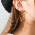Fashion Geometric Stud Earrings for Women Stainless Steel Gold Color Minimalist Chain Earring Jewelry Christmas Gift