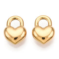 Pandahall 10pcs 304 Stainless Steel Charms Manual Polishing Heart Padlock Classic Style with Zircon Main Stone for Children