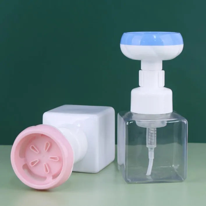 square Empty Paw Flower Head Plastic Foam Pump Bottles Cosmetic Packaging 250ml Hand Wash Face Cream Foaming Soap Pump Bottle