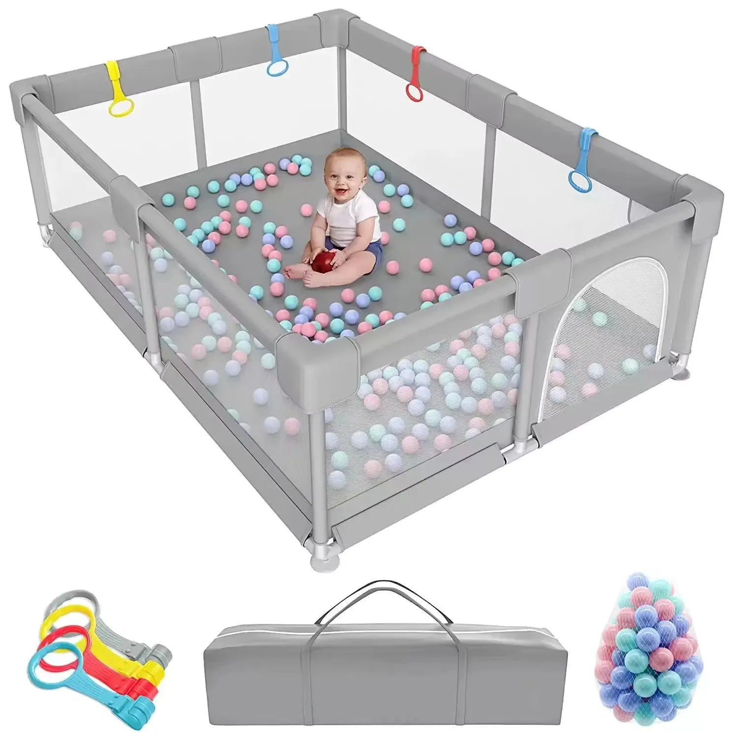 Indoor/Outdoor Foldable Playpen for Kids Corralito Para Bebes Safe Secure Baby Playpen with Safety Features for Babies Toddlers