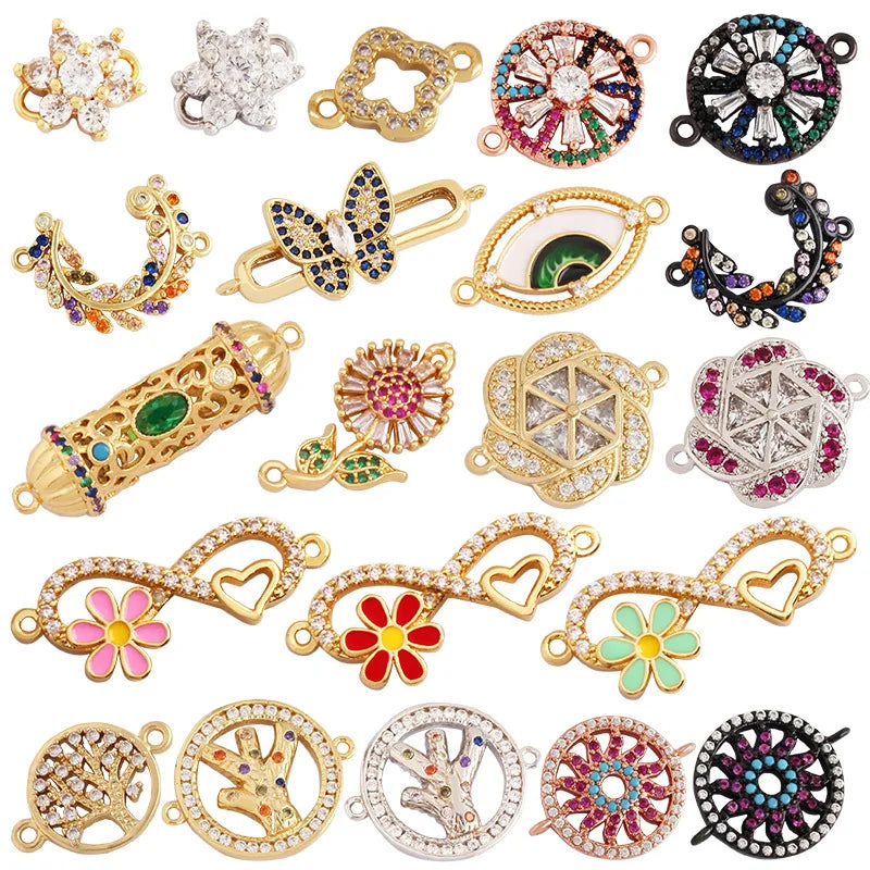 SC Popular Vintage Stainless Steel Jewelry Accessory Retro Life Tree Flower Pendants Geometric Colored Devil Eye Butterfly Charm