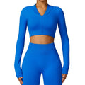 Women Full Zipper Compression Lightweight Seamless Cropped Running Jacket