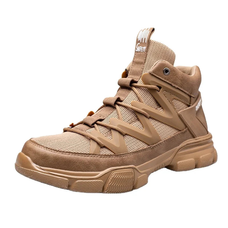 Diansen High-top Flying Woven Upper Rubber and Plastic Bottom Wear-resistant Anti-smashing Anti-stab Waterproof Safety Shoes