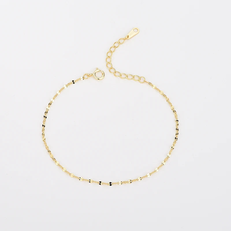 Chain Initial Sterling Silver 14k Gold Plated Bracelets Girls Wholesale Minimalist Bracelet