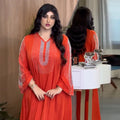Fashion Belted Party Diamonds Long Dress Jalabiyat Ramadan Kuwaiti Women Abayas Long Sleeve V-Neck Elegant Islam Kaftan