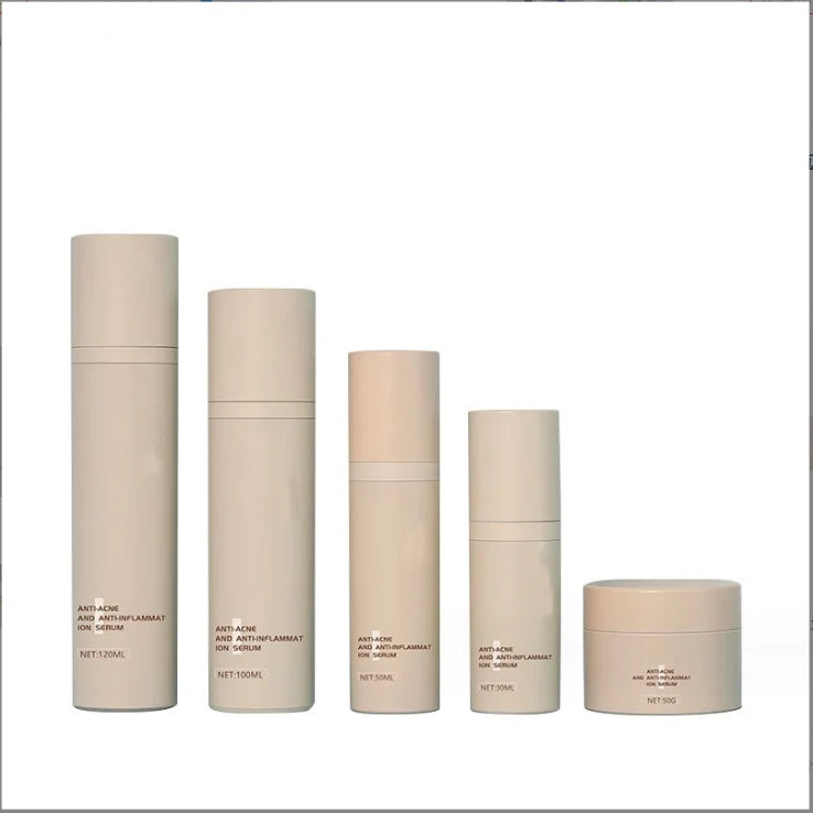 30ml 120ml Simple Straight Round Pressing Lotion Bottle Package High End Cosmetic Bottle Packaging Materials with Padding
