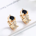2023 Women Fine Jewelry  Fish Bone Colorful 18K Gold Plated Zircon Jewelry Huggies Earrings