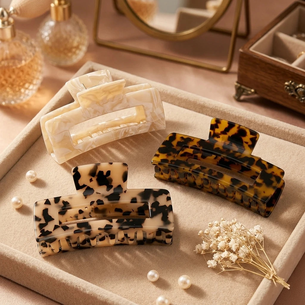 Hot Sale Women Cellulose Acetate Hair Claw Clips Custom Rectangle 10.5cm Japan & Korean Style Daily Fashion Wholesale