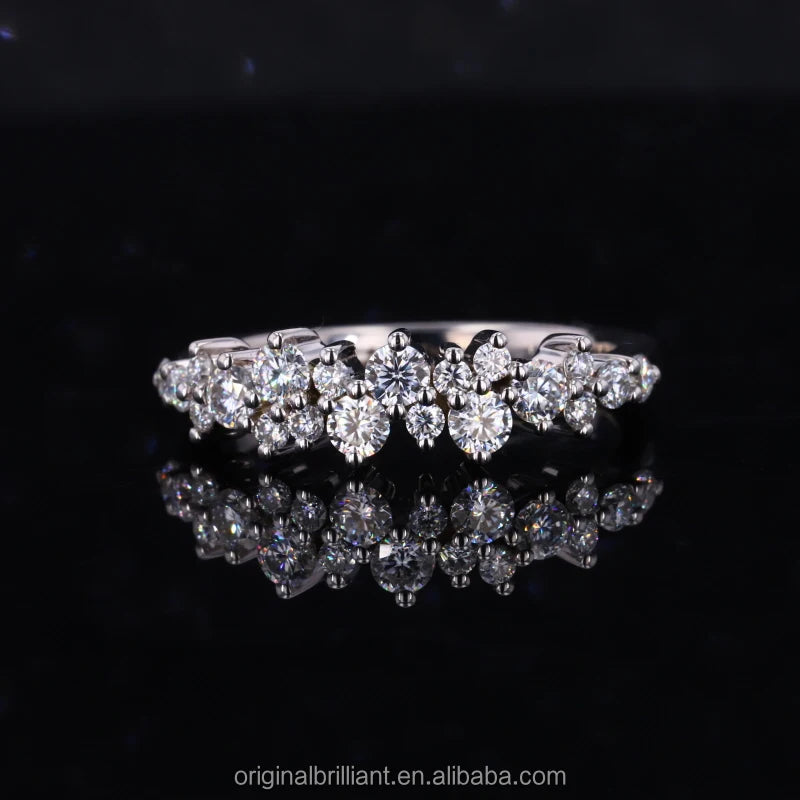Starsgem Latest 18K Soild White Gold 2.5mm Round Cut Moissanite Wedding Rings Jewelry