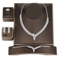 Flower Shaped Luxury Full Cubic Zircon Paved Jewelry Set Dinner Party Accessories Wedding Bridal 4 Pieces Necklace Set BN9273