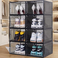 Upgrade 10 Pack X-Large Shoe Storage Boxes With Magnetic Doors Stackable Organizer Solid Plastic Drop Front