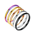 Fashion Stainless Steel Tail Ring 2mm Thin Multi Color Man Rings Black Rose Gold Finger Rings for Women Men Hot Sale