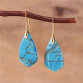 Chic Natural Stone Geometric Jasper Gold Hook Earring for Women Fashion Boho Statement Dangle Earrings Wholesale Fine Jewelry