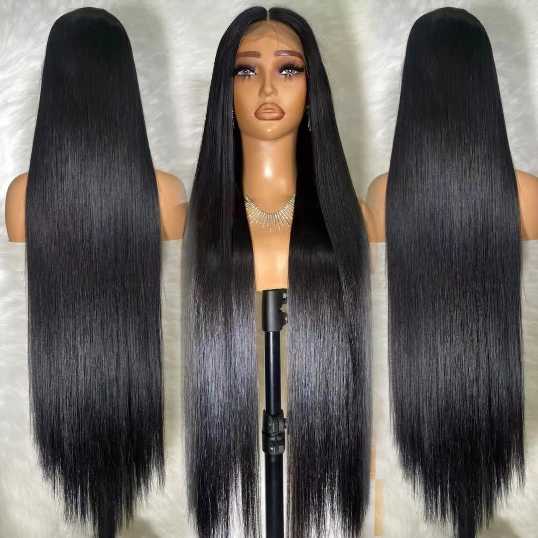 Brazilian Natural Bone Straight Frontal Wig Vendors Wholesale Double Drawn Raw Virgin Lace Front Human Hair Wigs