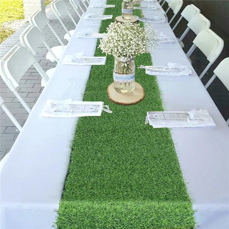 Hot Sale Grass Table Runners Carpet Roll Synthetic Tabletop Decor Green Artificial Grass Table Runner for Wedding