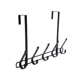 Home No Installation Metal 5 Hook Door Hanging Hooks for Bedrooms & Bathrooms Towels Clothes Hats Organizer Wallet Storage Shelf