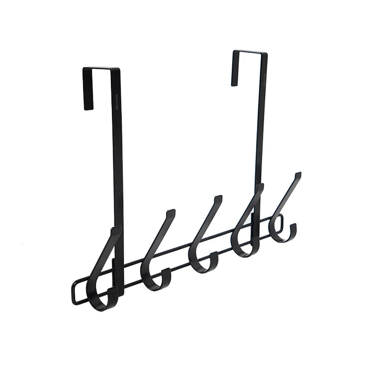 Home No Installation Metal 5 Hook Door Hanging Hooks for Bedrooms & Bathrooms Towels Clothes Hats Organizer Wallet Storage Shelf