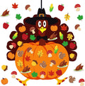 Fall Thanksgiving Felt Craft Kit - DIY Turkey Pumpkin Felt Set with 34 Pcs Detachable Fall Maple Leaves Squirrel Pine Cones