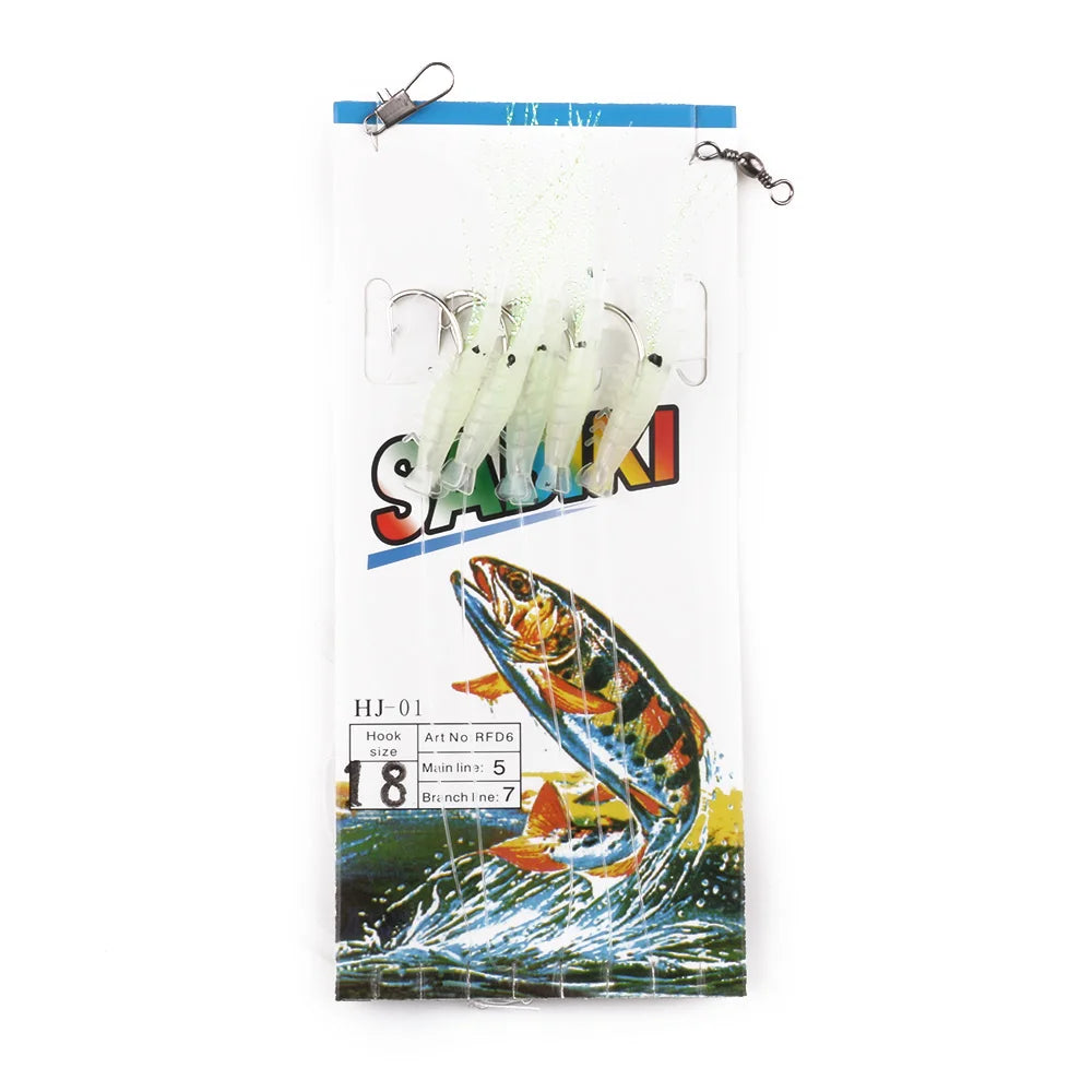 5pcs Hooks  Freshwater Saltwater Sea Fishing Cheap Fish Skin