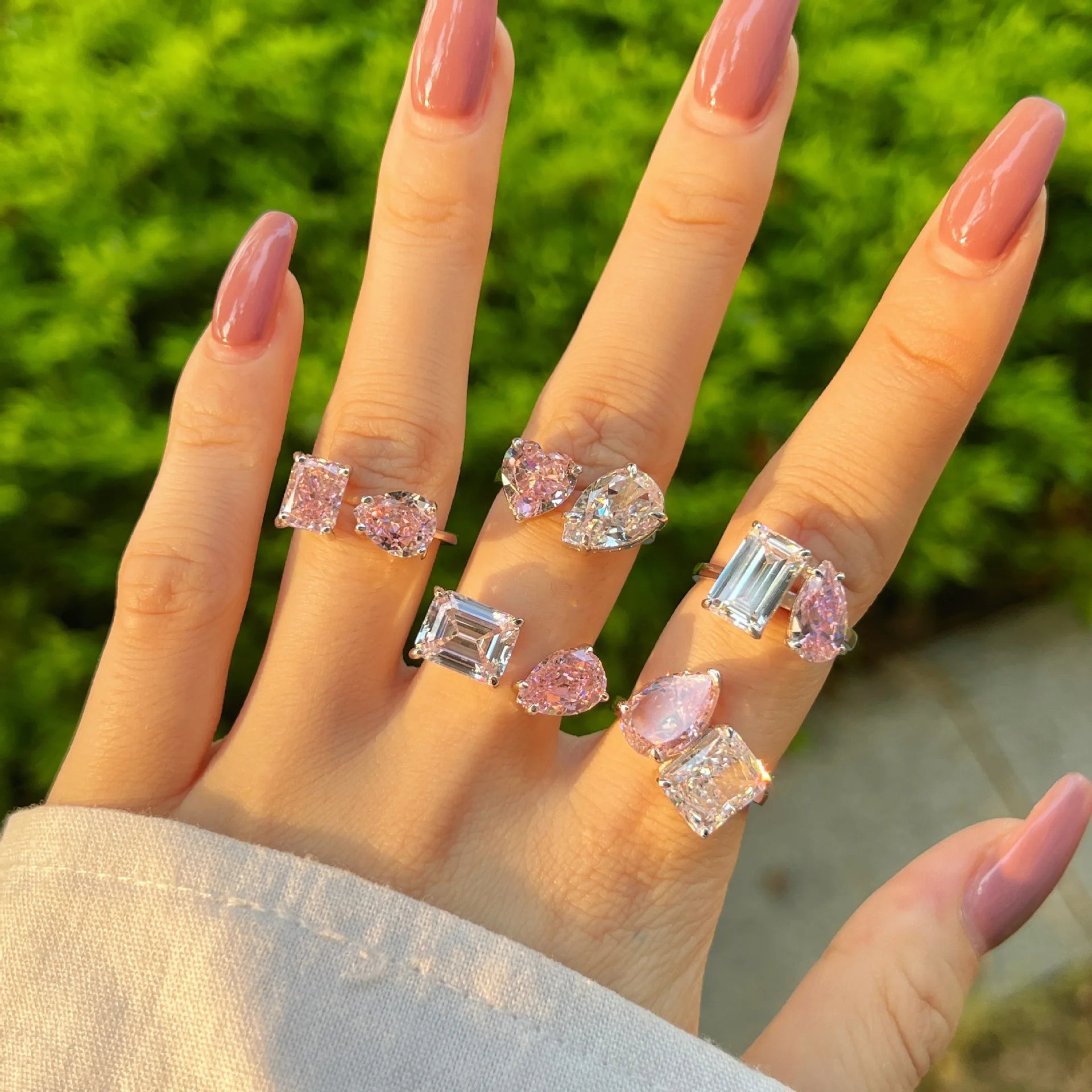 Trendy Promise Double Diamond Ring Jewelry Making Supplies Engagement Custom Fashion 925 Wedding Rings Jewelry
