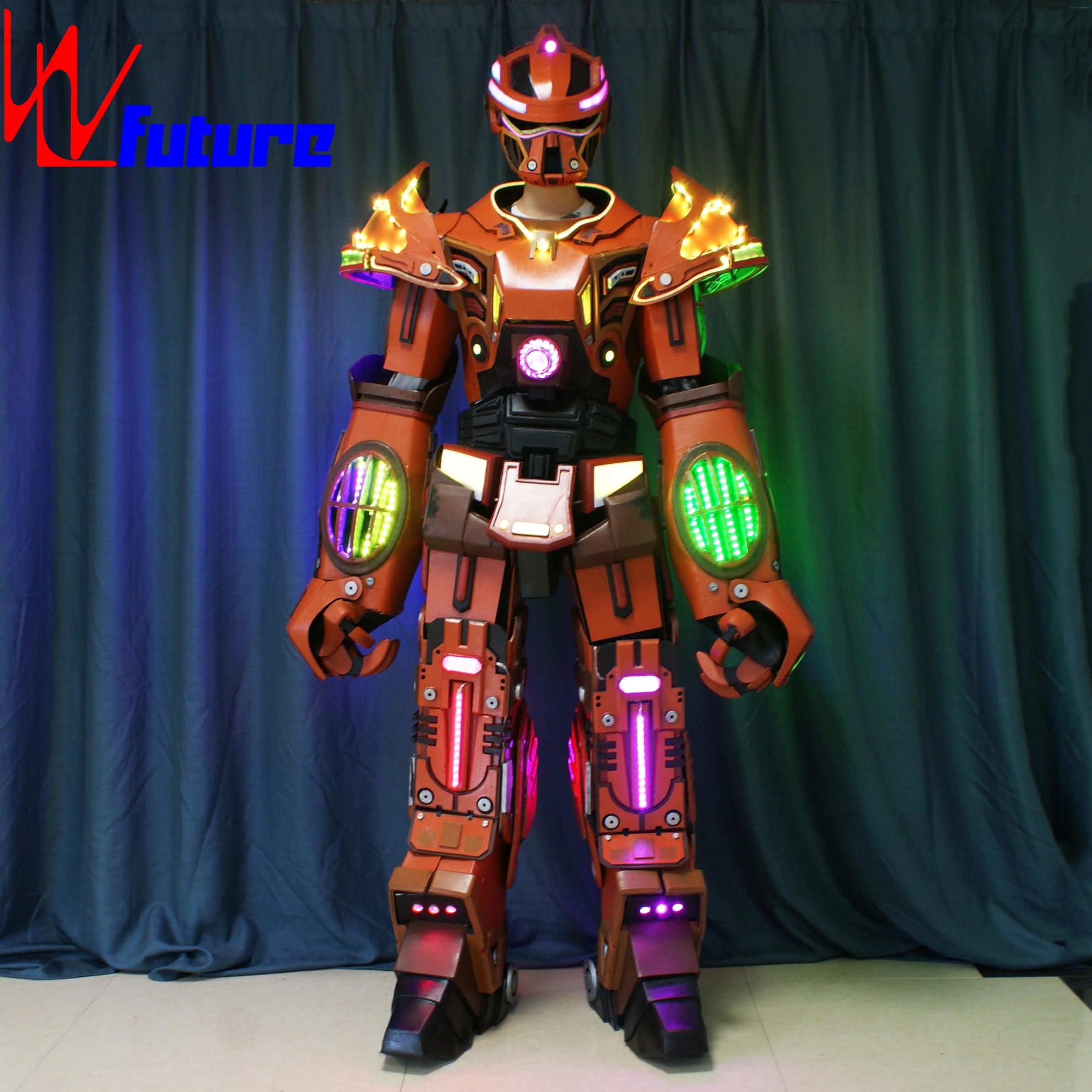 Programmable 3D LED Robot Warrior Mascot Costumes Giant Transformer Stilt Walker Performance Wear with Huge LED Lights