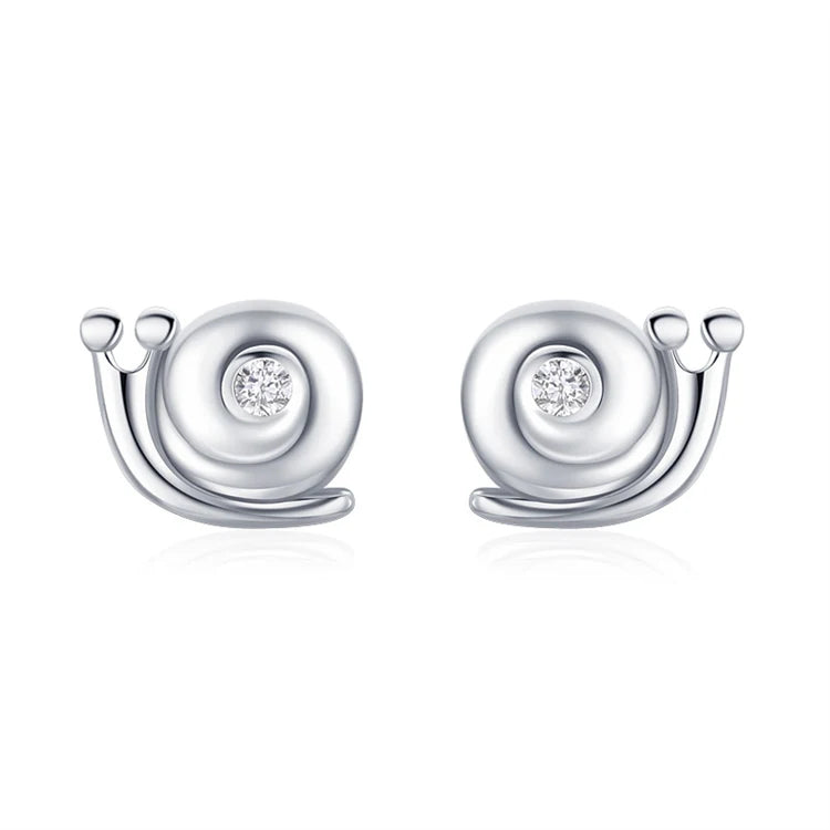 Simple Cute 925 Sterling Silver Animal Collection Lovely Snails Stud Earrings for Women Girls