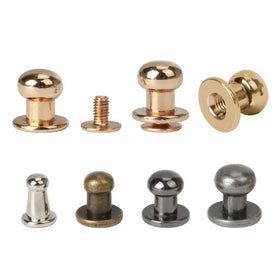 Round Head Solid Brass Rivet Buttons Stud Screw in Gold/Gun Black/Silver/Bronze Various Sizes for Leather Craft Belt Wallet