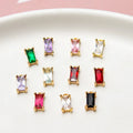 4*8mm Tiny Mini Square Zircon Pendant Brass Gold Plated Rainbow Zircon Charm for Making Necklace Bracelet Jewelry Accessories