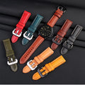 Wholesale Luxury Italian Genuine Leather Strap Retro Wristband Calfskin Smartwatch Band 22mm Panera Multicolor Breathable Full