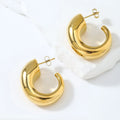 Ruigang Custom Stainless Steel C Shape Chunky Gold Earring Unique Gold Hoops Gloria Open Hoop Earrings Stainless Steel Jewelry