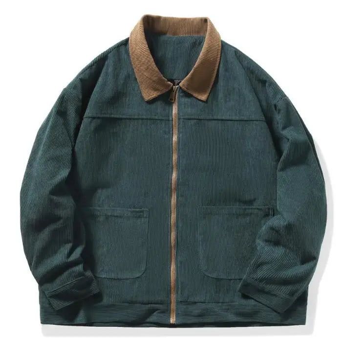 New Corduroy Jacket Men's Autumn Winter Youth Loose Coat Male Fashion Patchwork Handsome Baseball Jacket