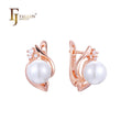 FJ Fallon Fashion Jewelry Pearl Earrings Plated in Rose Gold Brass Based
