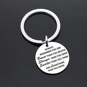 Inspirational Keychain Gifts Always Remember You Are Braver Stronger Smarter Than You Think Keyring for Son Friends Boy Keychain