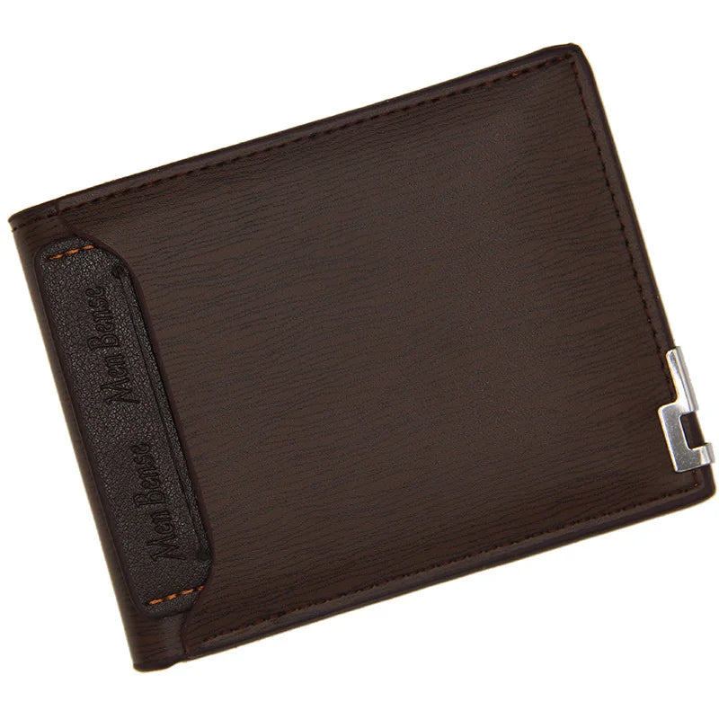 Stylish PU Leather Wallet Men Simple Casual Short Male Wallet Small Clutch Purse