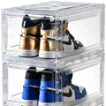 Foldable Sneaker Storage Box Acrylic Transparent Magnetic Drop Front Plastic Sneaker Box Stackable Custom Shoe Box
