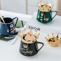 Queen of Everything Mug Coffee Cup Mugs Party Modern Luxury Coffee Mugs Gift Set Basic Shape with Crown Lid and Spoon Ceramic