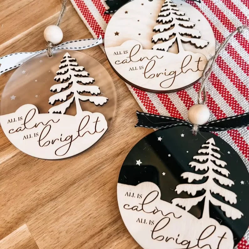 Personalized All Is Calm Ornament Christmas Gift Wooden Ornament for Holiday Decor