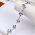 Natural Swiss Blue Topaz Tennis Bracelet Women 925 Sterling Silver Rhodium Plated December Birthstone Fine Chain Link Bracelet