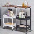 Small Household Multi-Layer Storage Rack with Wheels Metal Floor-to-Floor Cart for Kitchen & Bedroom Organization