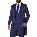 Navy Blue Long Tailcoat Suits for Men Custom Made Wedding Groom Tuxedos Male Fashion Blazer 3 Pieces Set Groomsmen Costume