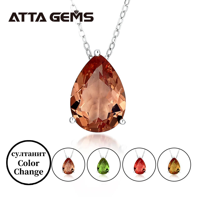 ATTA GEMS 5.5 Carats Diaspore Sultanite Pendant for Women 925 Sterling Silver Zultanite Pendant Jewelry Gifts Engagement