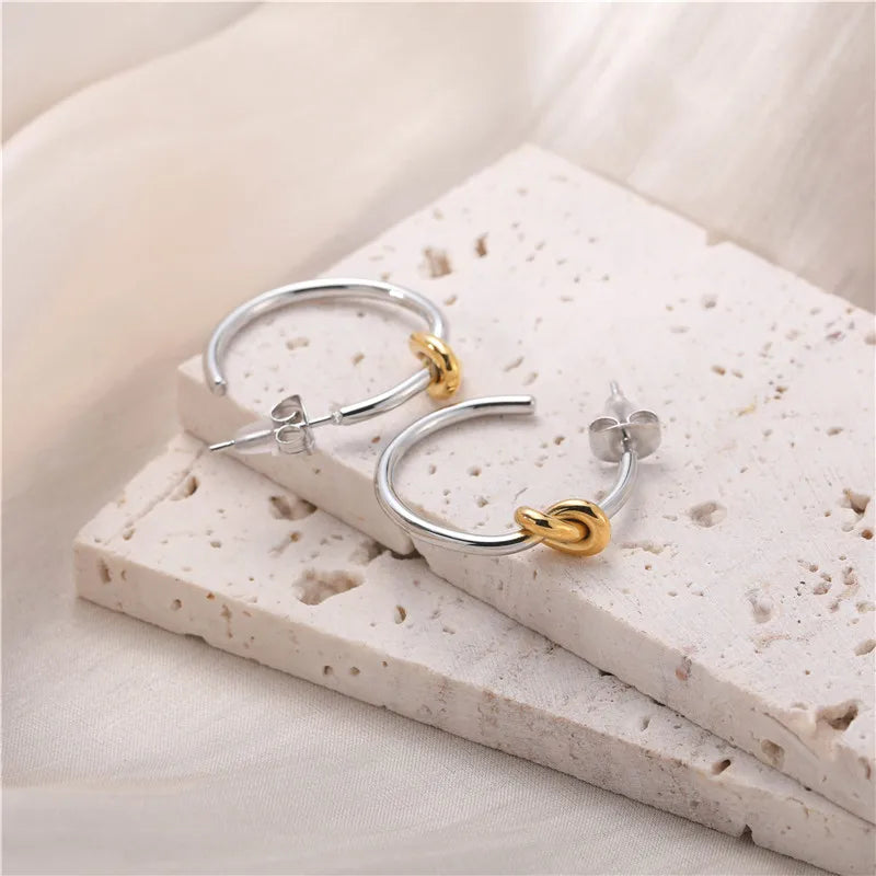 18k Gold Plating Stainless Steel Earring Silver Hoop Earrings for Women Jewelry