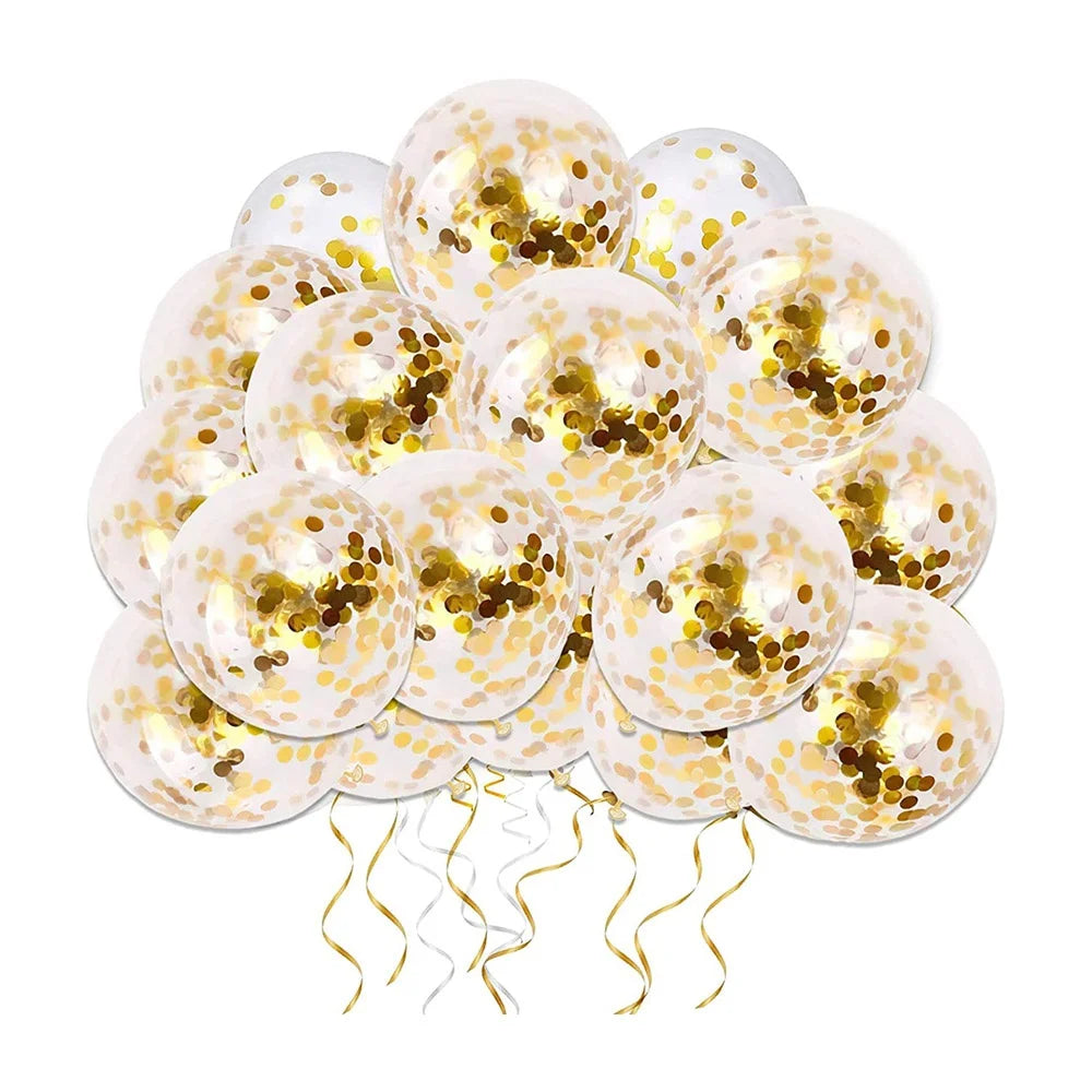50pcs 12inch Decoration Party Clear Transparent Latex Ballon Gold Color Confetti Balloon Suppliers