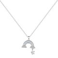 Dylam Cute Design Fine Fashion Jewelry Women S925 Silver 18K Gold Plated 5A Zirconia Star Arch Rainbow Pendant Necklace