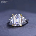 Silver 925 Original 5 Carat Emerald Cut Genuine Diamond Test Past D Color Moissanite Ring for Princess Wedding Gemstone Jewelry