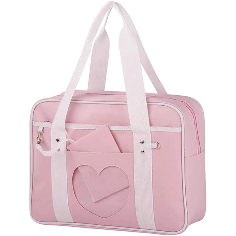 Japanese School JK Cartoon Anime Large Nylon Letter Pattern Fashionable Duffle Purse Girls Women's Messenger Customized