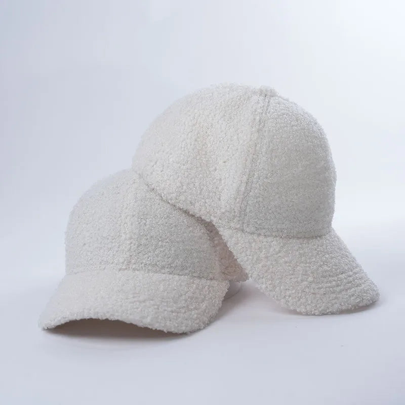 Blank Lamb Wool Structured Baseball Cap a Frame Hat 6 Panel Cap Unisex Custom Embroidered Baseball Hat