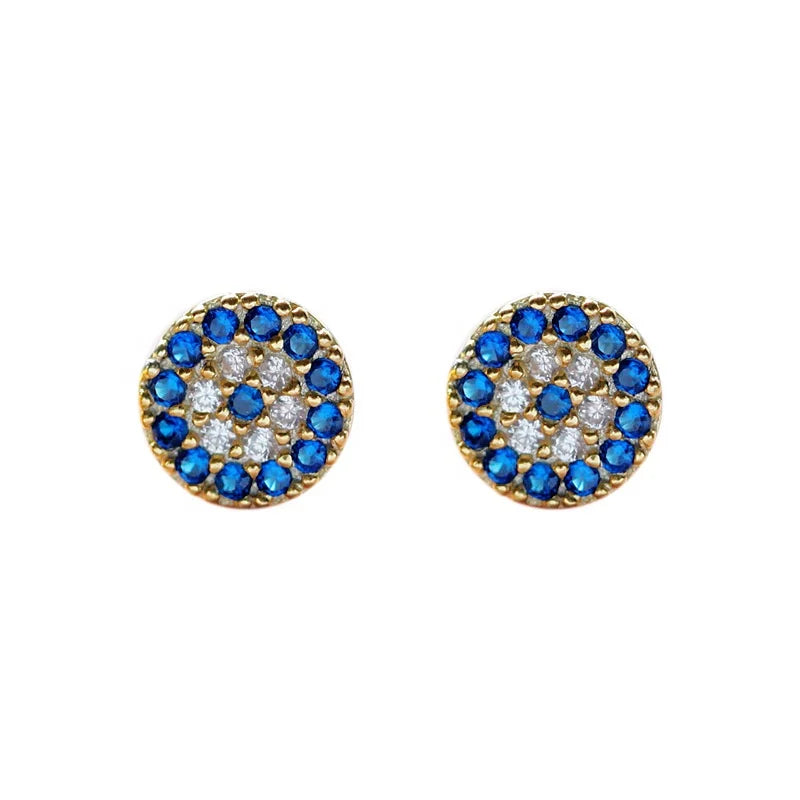 Wholesale 925 Sterling Silver CZ Blue Devil Eye Stud Earring Gold-Plated Trendy Design for Weddings Parties Great Gift for Women