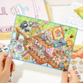 3pcs/pack PET Medium Miniature Landscaping Stickers Happy Town Series 3D Stacking Stereoscopic Hut Handbook Fun Stickers